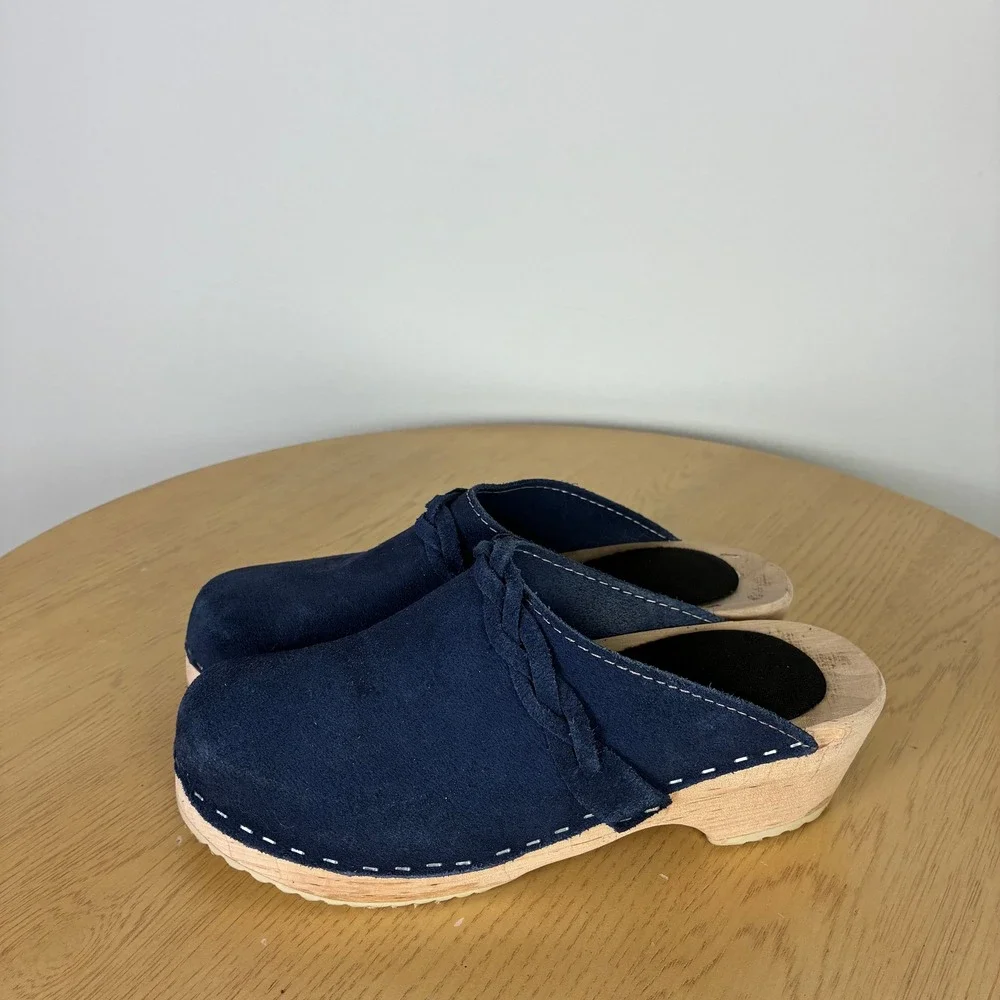 Swedish Platform Braided Suede Clogs Women's 36 Boho Mules Retro Chunky Summer - Picture 4 of 7